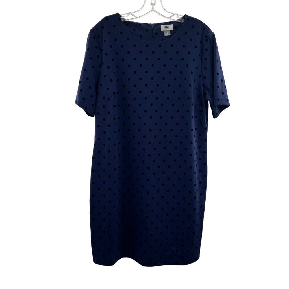 Old Navy Women's Short Sleeve Polka Dot Sheath Dress Amethyst/Black Size Large